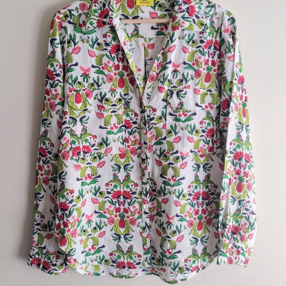 Roberta Roller Rabbit Colorful Linen Button Up - Picture 1 of 3